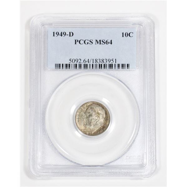 1949-D AMERICAN MINT 10 CENT PCGS MS64
