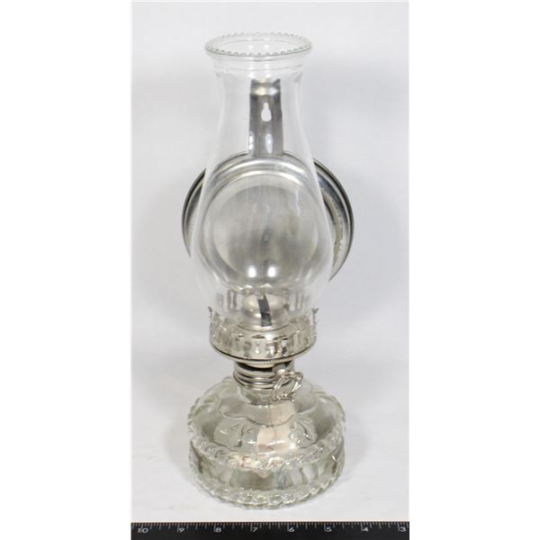 VINTAGE GLASS KEROSENE OR OIL LAMP MADE IN HONG KO