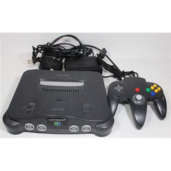 NINTENDO 64 CONSOLE WITH CABLES AND ONE