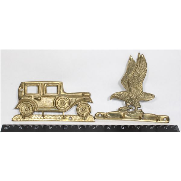 BRASS CAR AND EAGLE KEY HOLDERS