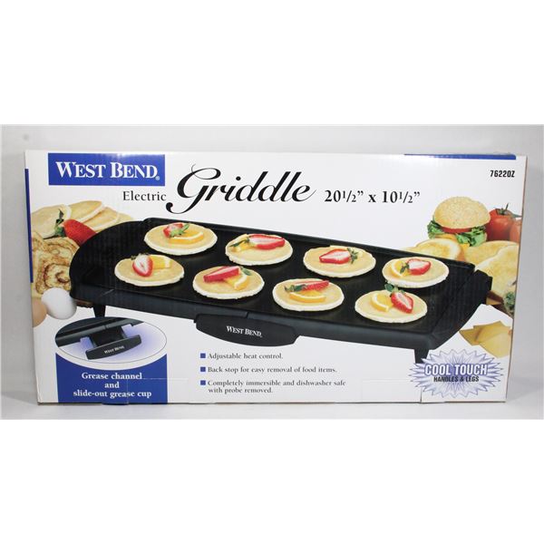 NEW WESTBEND ELECTRIC GRIDDLE 20.5" X 10.5"