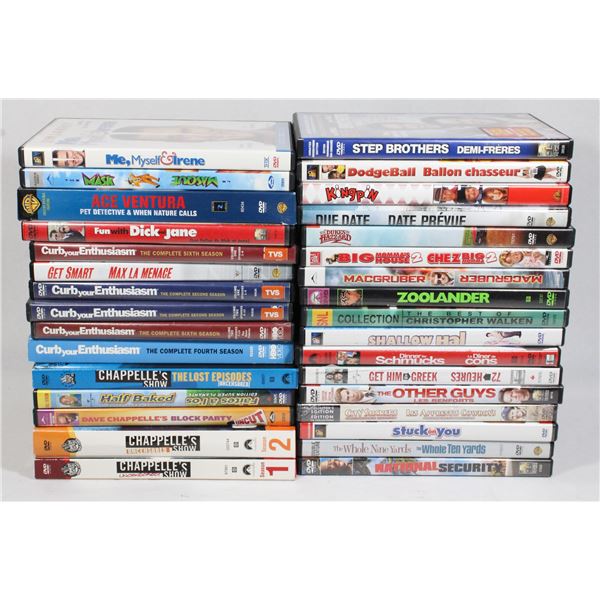 LARGE LOT OF COMEDY DVDS, LOTS OF JIM CARREY