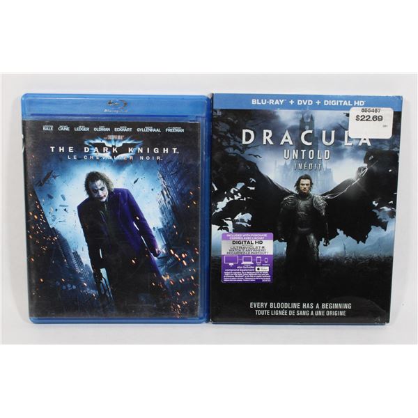 BLU RAY DRACULA UNTOLD AND DARK KNIGHT