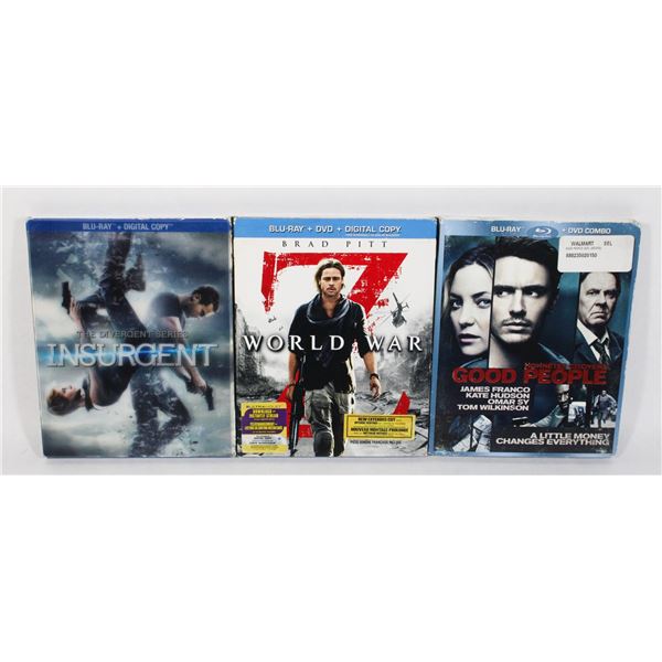 3 BLU RAY BUNDLE EXCELLENT CONDITION INSURGENT