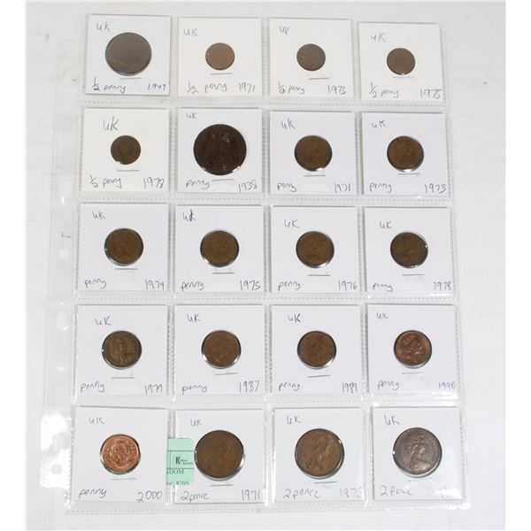 20 COINS ALL UNITED KINGDOM  PAGE 1 OF 3 NO DOUBLE