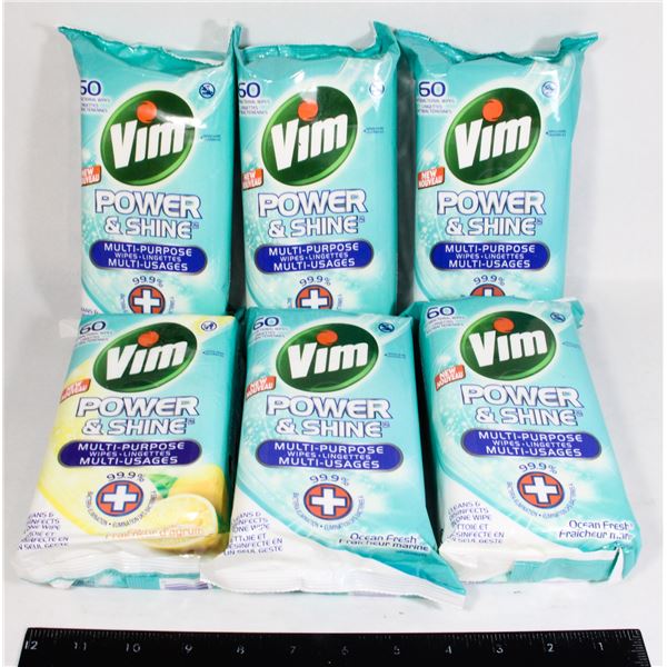 LOT OF 6 VIM DISINFECTANT WIPES