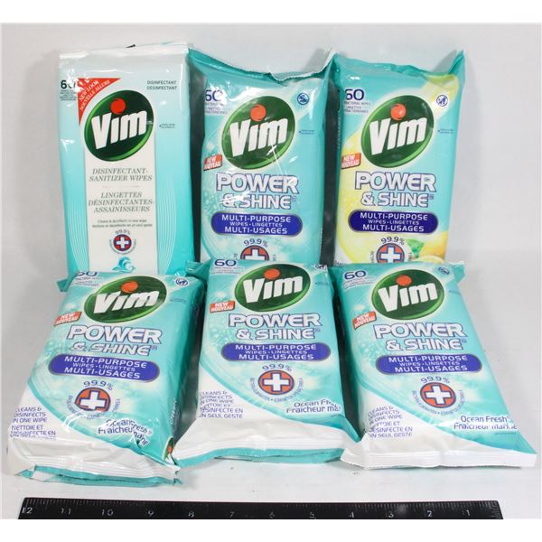 LOT OF 6 VIM DISINFECTANT WIPES