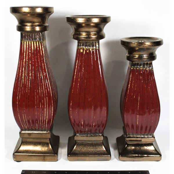 LOT OF THREE CERAMIC CANDLE HOLDERS