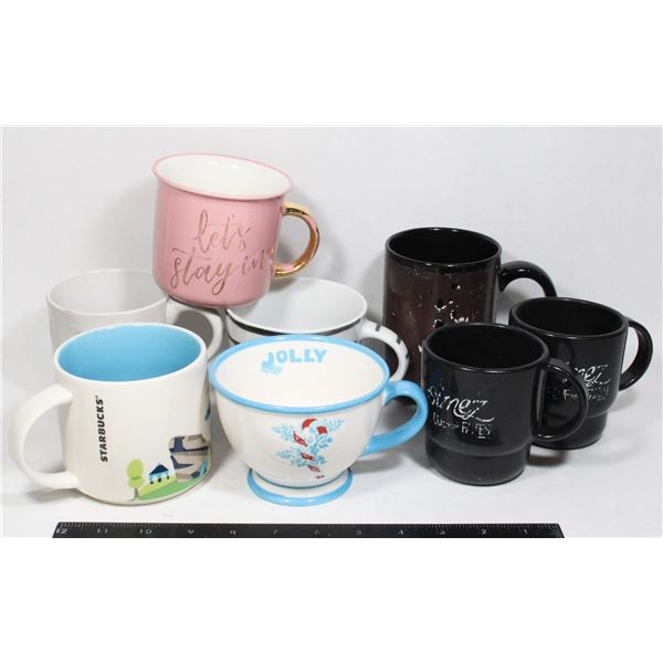 BLACK BAG OF MULTIPLE COFFEE CUPS AND TWO OTHERS