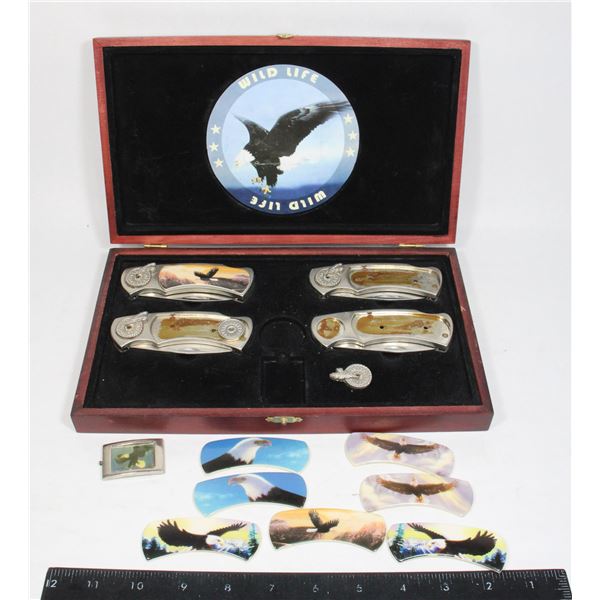 BOX OF EAGLE COLLECTOR KNIVES