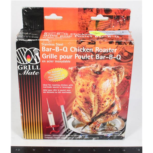 GRILL MATE STAINLESS STEEL BAR-B-Q CHICKEN ROASTER