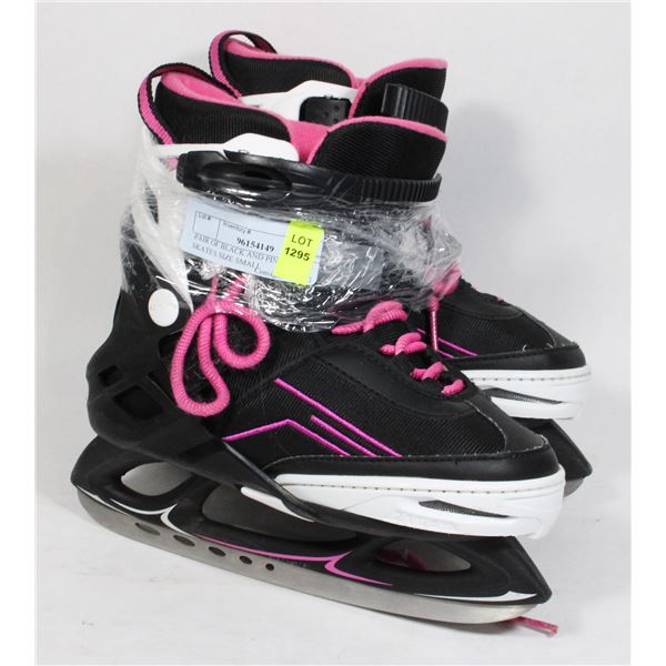 PAIR OF BLACK AND PINK GIRLS SKATES SIZE SMALL
