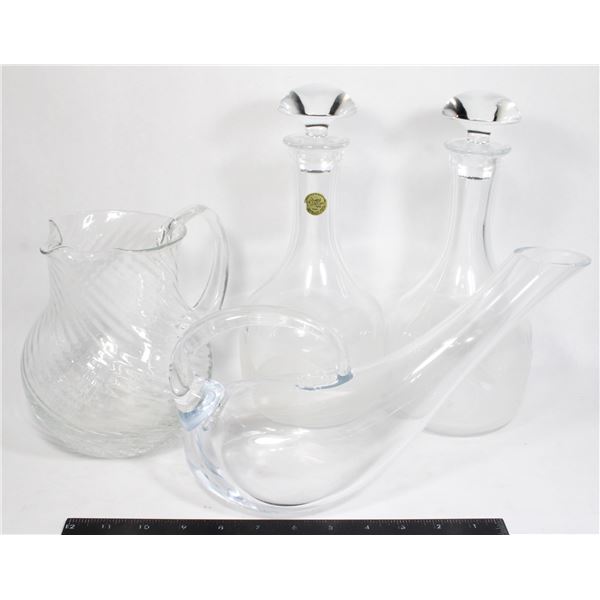 CRYSTAL GLASS DECANTERS AND OTHER