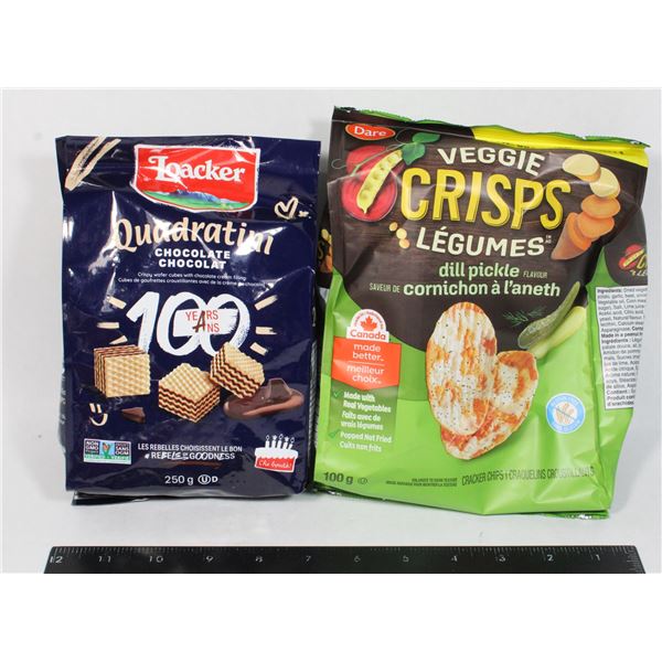 VEGGIE CRISPS CRACKERS AND CHOCOLATE WAFER