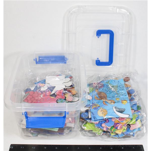 SMALL TOTE FULL OF KIDS PUZZLES
