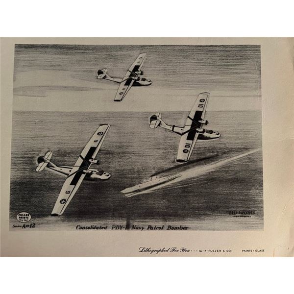 WW2 Navy Patrol litho. 8x10 inches