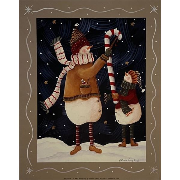 Valerie Evers Wenk Vintage Nostalgic Holiday Snowman Art Print