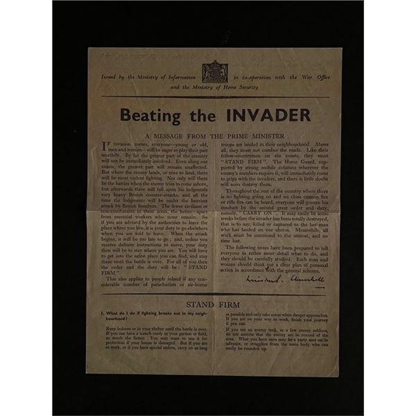 Vintage Reprint British War Office Letter to Civilians