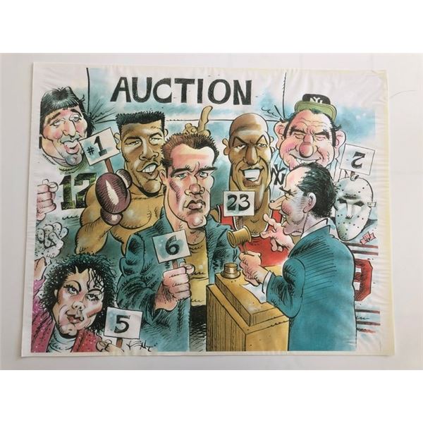 Richard Nixon Celebrity Auction Caricature Print