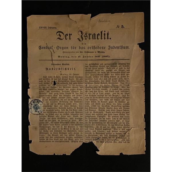 1800s Austrian Newspaper Page with stamp