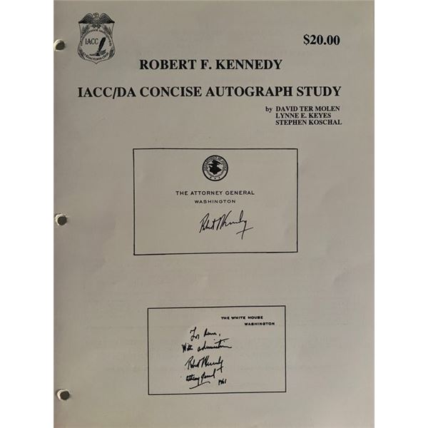 Robert F. Kennedy autograph study book. 9x11 inches