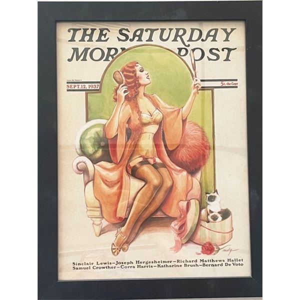 The Saturday Morning Post Sept 12th 1937 Vintage Framed Pin-Up Girl Poster