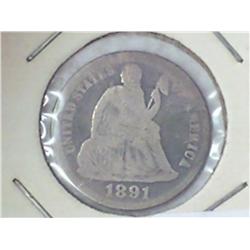 1891 Seated Liberty Dime