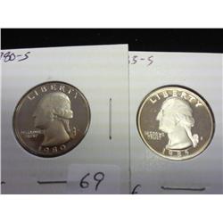 1980-S And 1985-S Wash. Quarters (Gem Proof)
