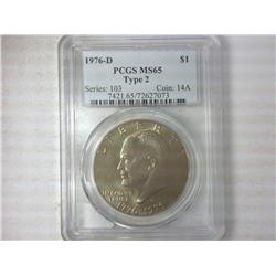 1976-D Type II Ike Dollar PCGS MS65
