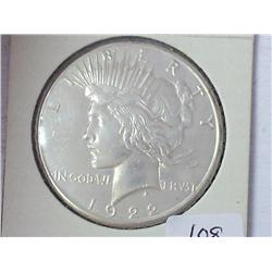 1922-S Peace Silver Dollar (UNC)