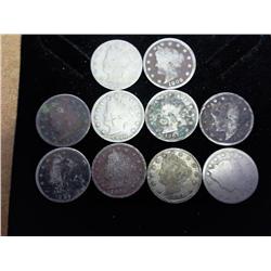 10 Assorted Liberty "V" Nickels