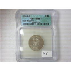 2008-D New Mexico Quarter ICG MS67