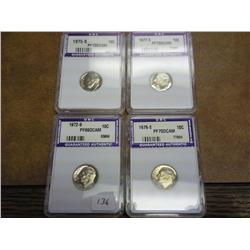 4 Slabs 1972-S, 75-S, 76-S & 77-S Rosy Dimes (UNC)