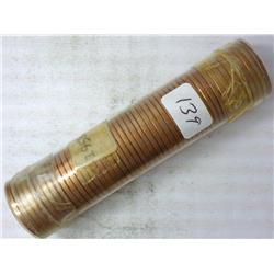 Roll Of 1958-P Lincoln Cents (Red, UNC)