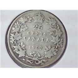1907 Canada 25 Cents (Silver)