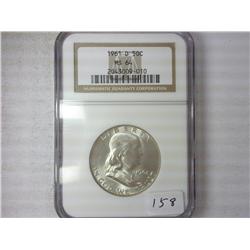 1961-D Franklin Half NGC MS64