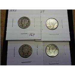 1923, 27, 28 And 29 Mercury Dimes