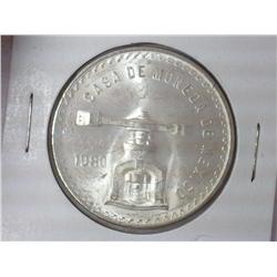 1980 Mexico 1 Onza Silver Bullion (UNC)