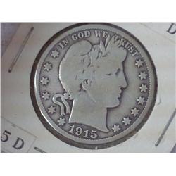 1915-D Barber Half Dollar (VG)