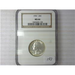 1951 Silver Washington Quarter NGC MS66