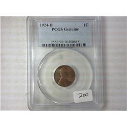 1924-D Lincoln Cent (Key Date) AU-UNC