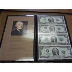 Uncut Sheet Of 4-2003 Two Dollar FRN's