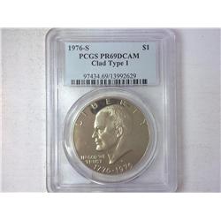 1976-S Type One Ike Dollar PCGS PR69DCAM