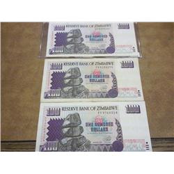 3-1995 Zimbabwe $100 Notes