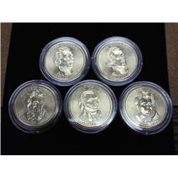 5 Assorted Presidential Dollars (UNC)