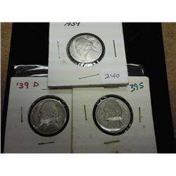 1939-P/D/S Jefferson Nickel Set (3 Coins)