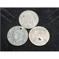 3 Old And Holed US Large Cents 1801, 29, 46
