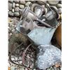 Image 2 : Garden Decor Lot with Complete Large Rocks, Planter, Lanterns, and Metal Fixtures