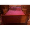 Image 8 : Pine Sleigh Bed Frame With Matching Two-Drawer Nightstands