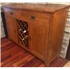 Image 2 : Oak Wood Sideboard With Wine Rack and Two Drawers